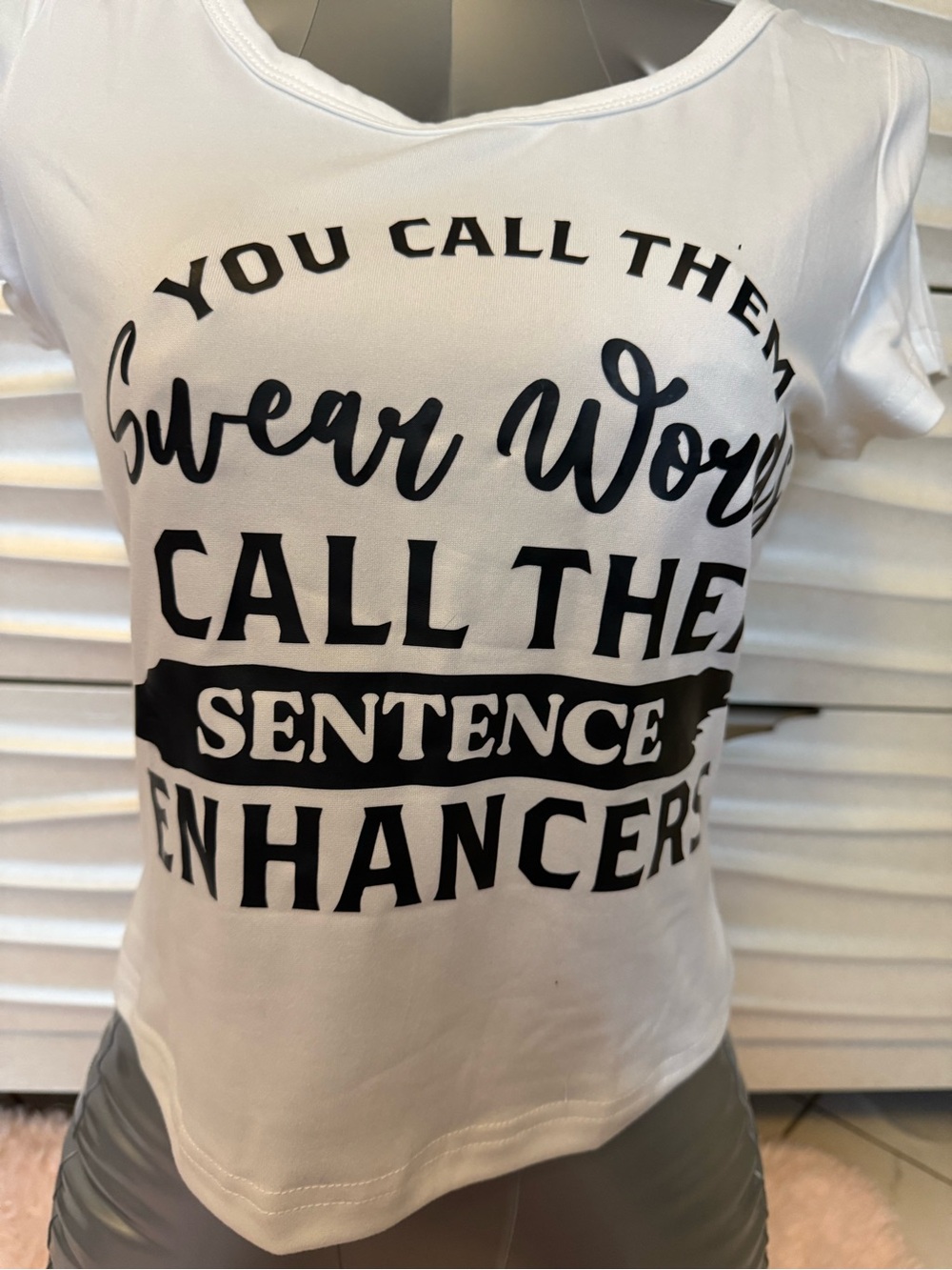 White Graphic Scoop Neck Women’s Tee - Sentence Enhancers - Picture 2 of 7